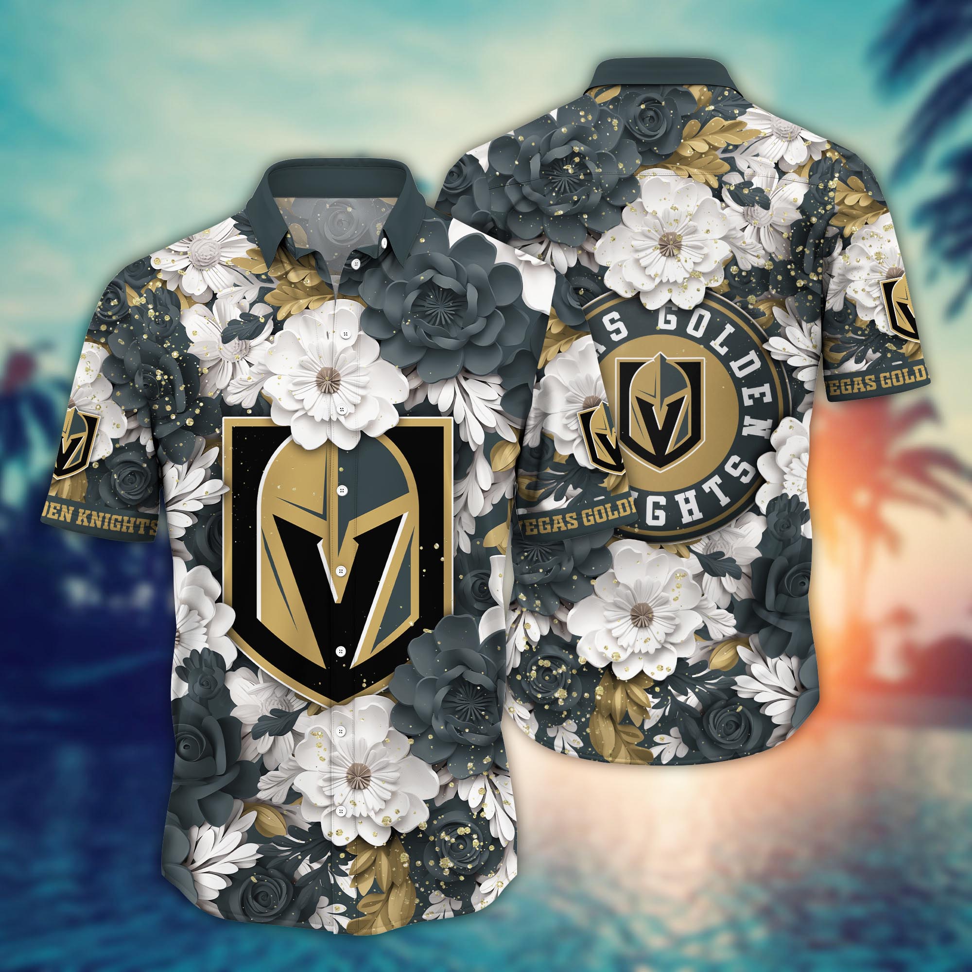 Vegas Golden Knights Floral Prestige Hawaiian Shirt