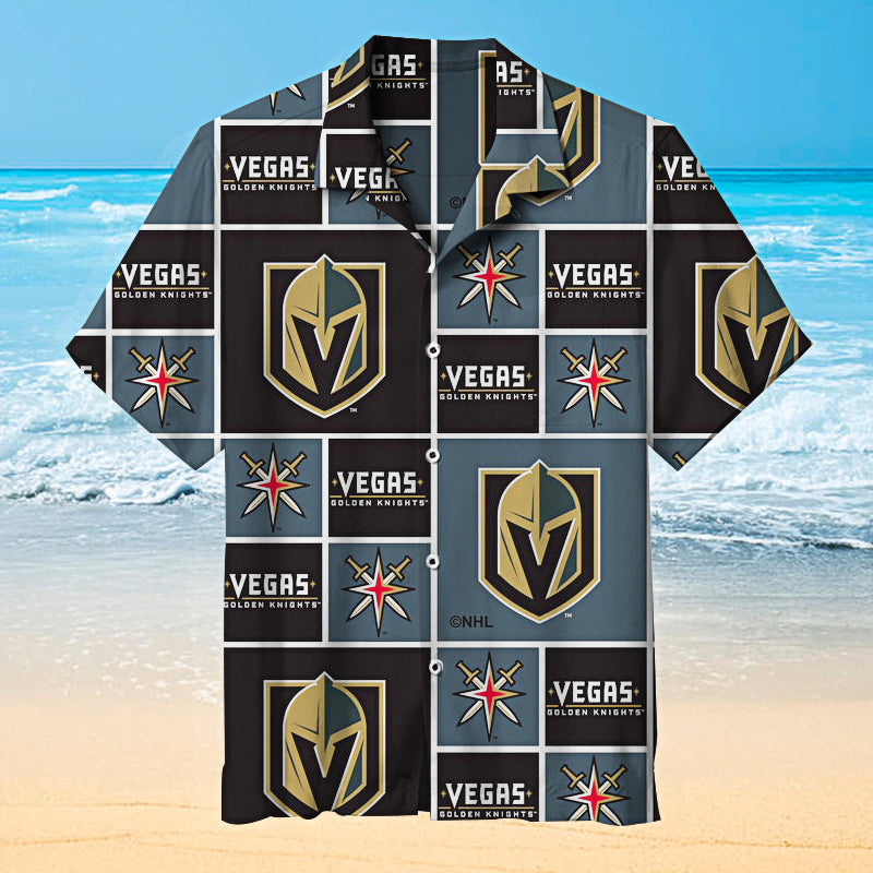 Vegas Golden Knights Logo Grid Hawaiian Shirt