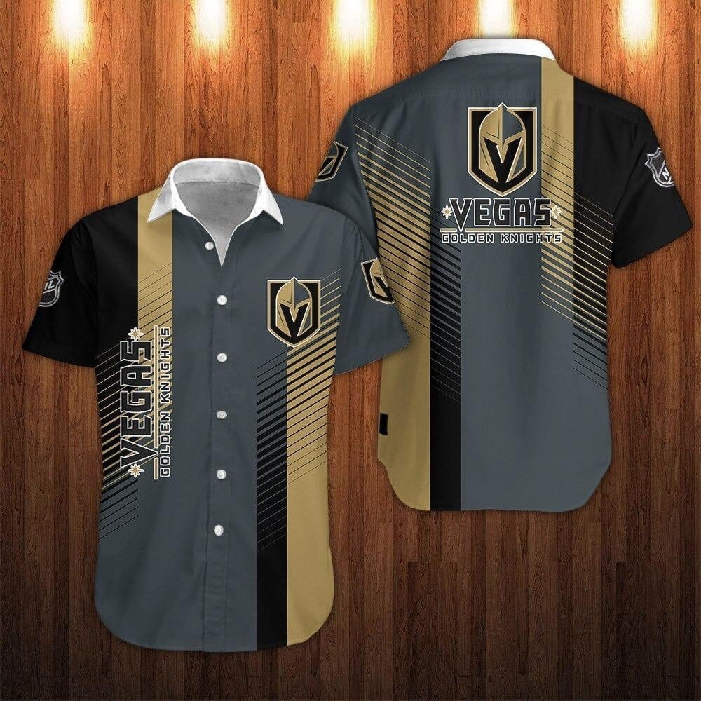 Vegas Golden Knights Striped Elegance Hawaiian Shirt