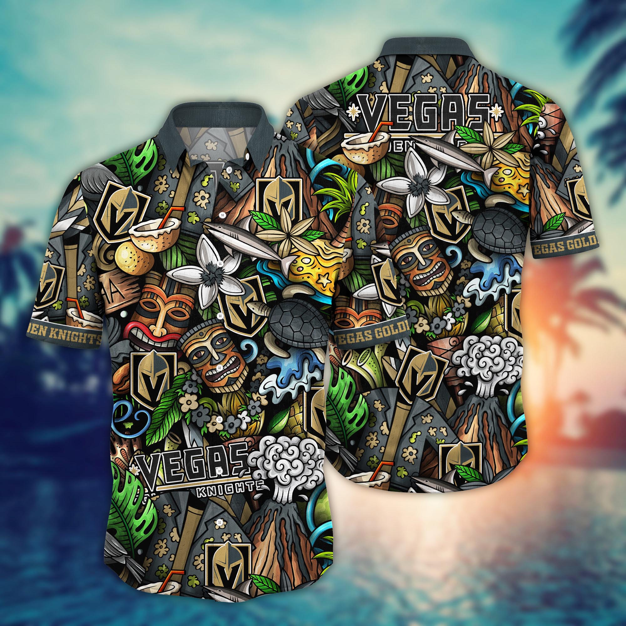 Vegas Golden Knights Tiki Adventure Hawaiian Shirt