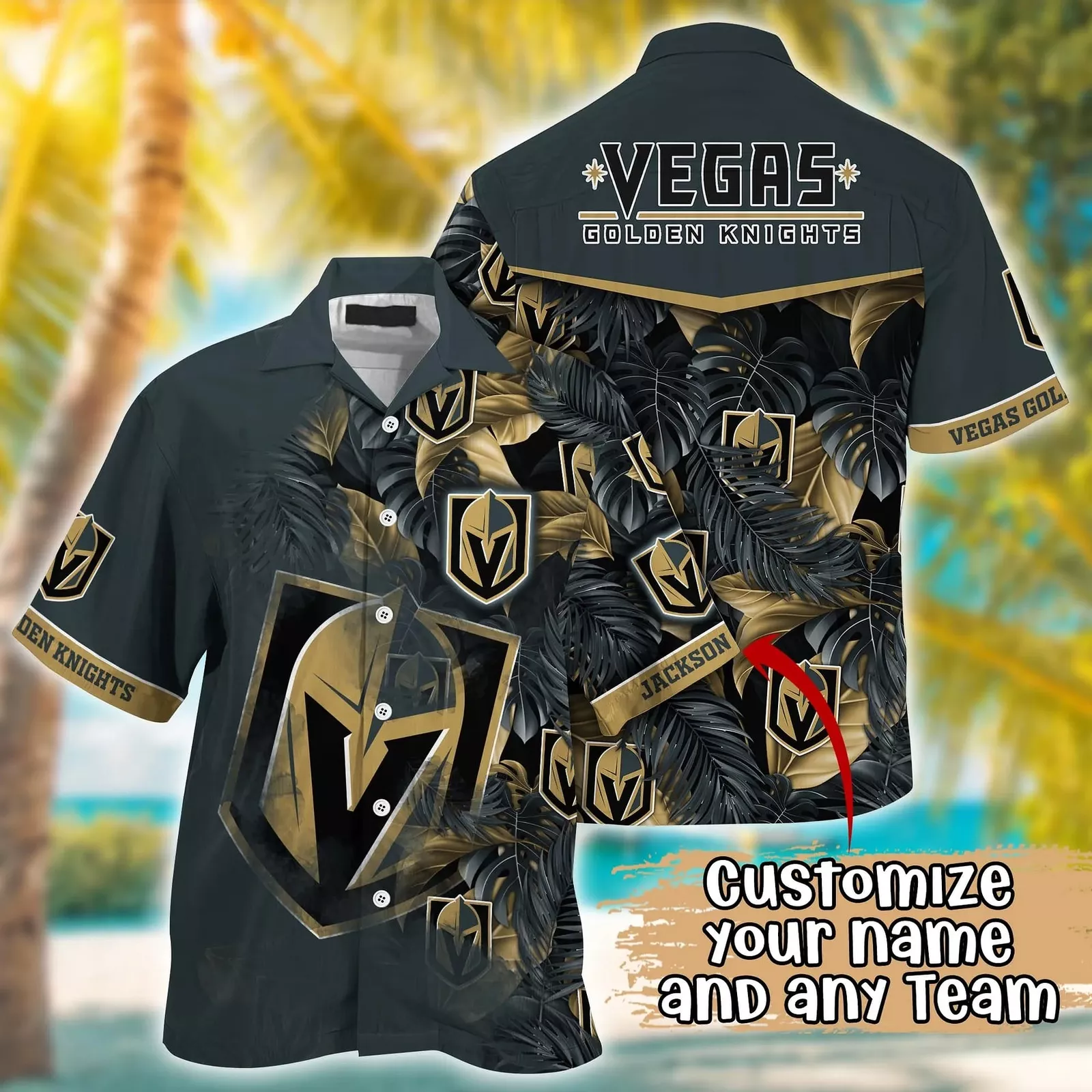 Vegas Golden Knights Tropical Elite Custom Hawaiian Shirt