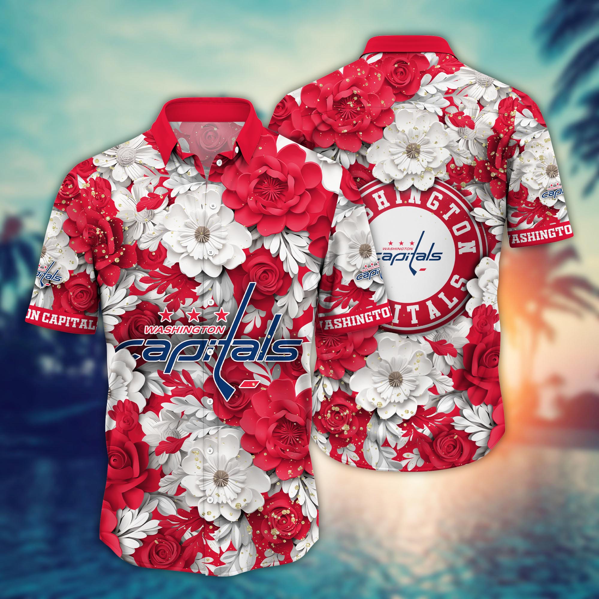 Washington Capitals Floral Majesty Hawaiian Shirt