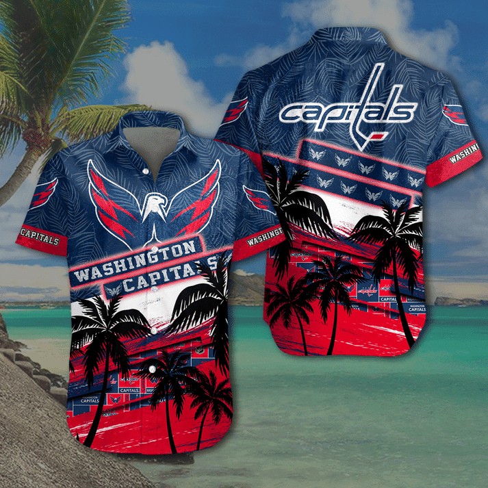 Washington Capitals Palm Sunset Hawaiian Shirt