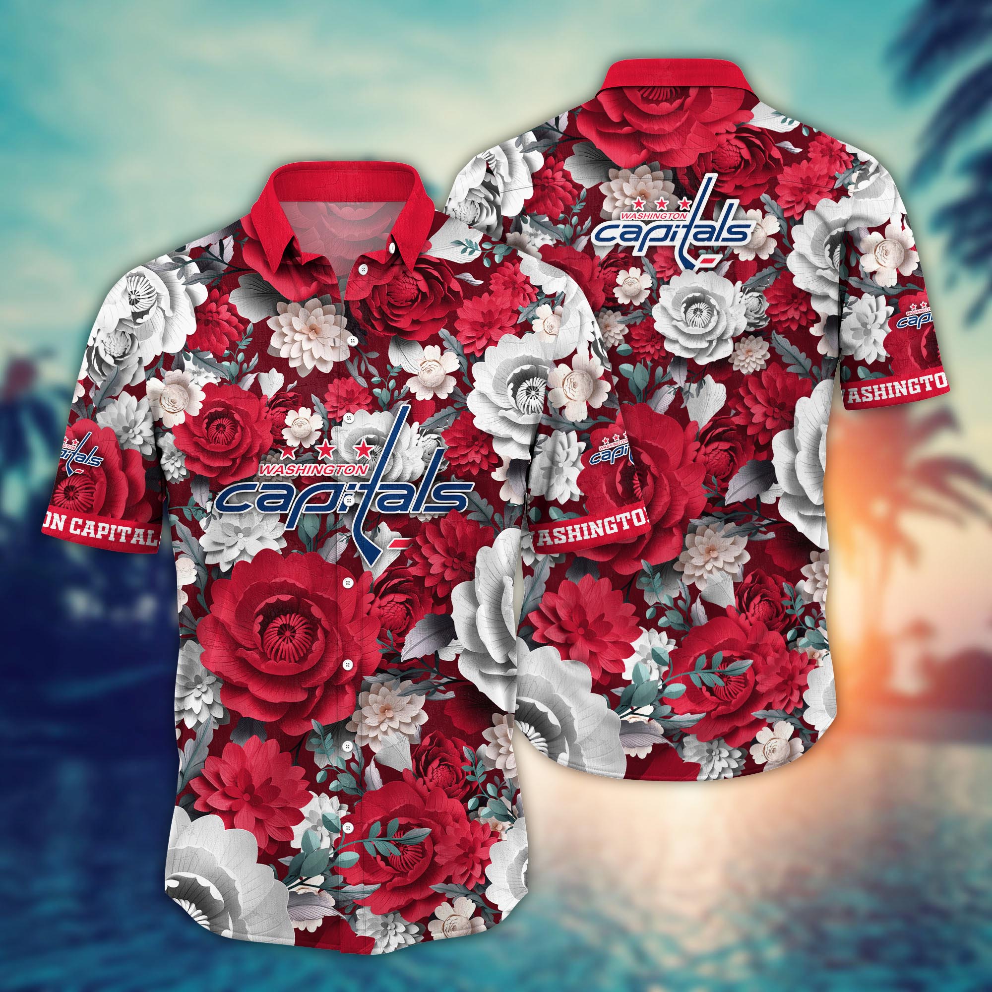 Washington Capitals Rose Elegance Hawaiian Shirt