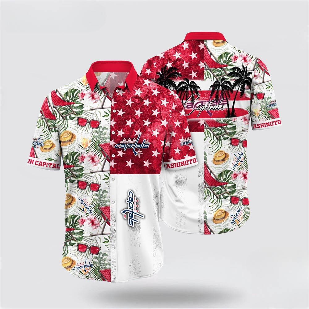 Washington Capitals Tropical Star Patchwork Hawaiian Shirt