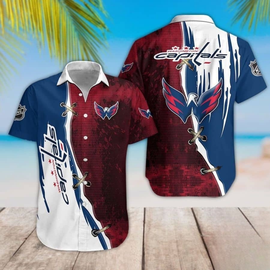 Washington Capitals Vintage Lace-Up Hawaiian Shirt