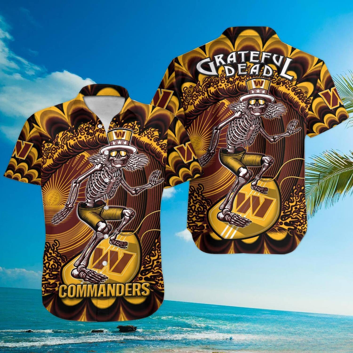 Washington Commanders Grateful Skeleton Hawaiian Shirt