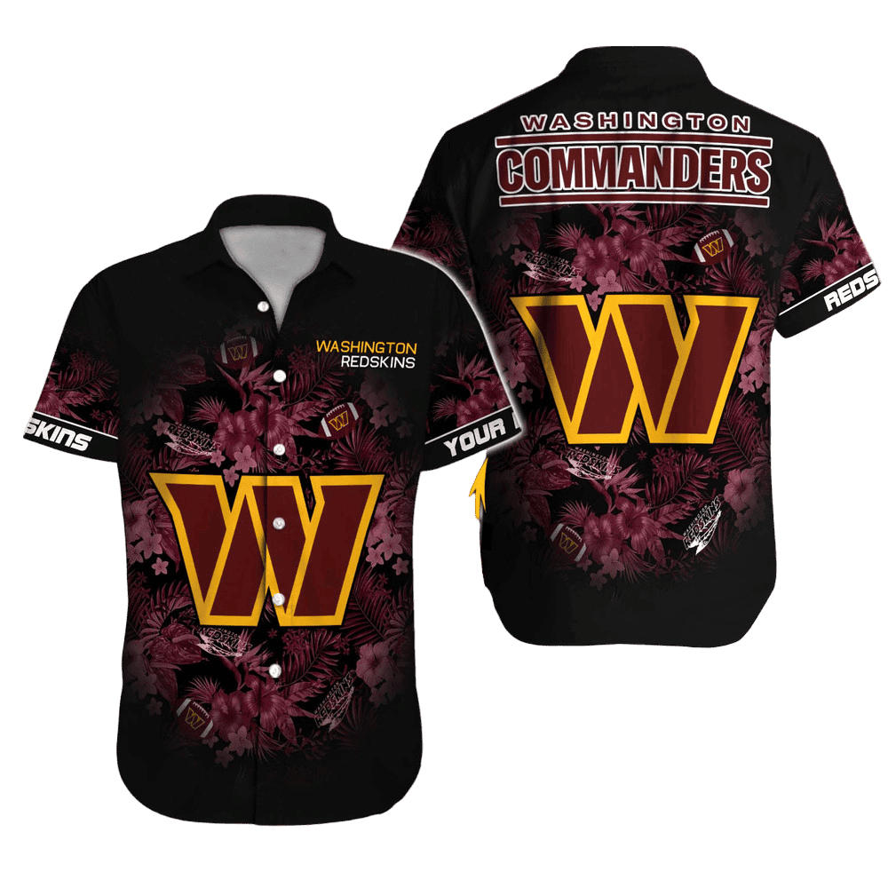 Washington Commanders Midnight Bloom Hawaiian Shirt