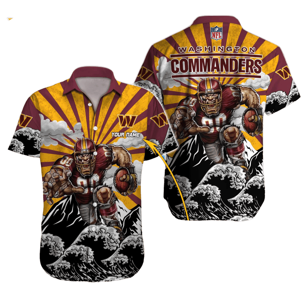 Washington Commanders Rising Wave Hawaiian Shirt