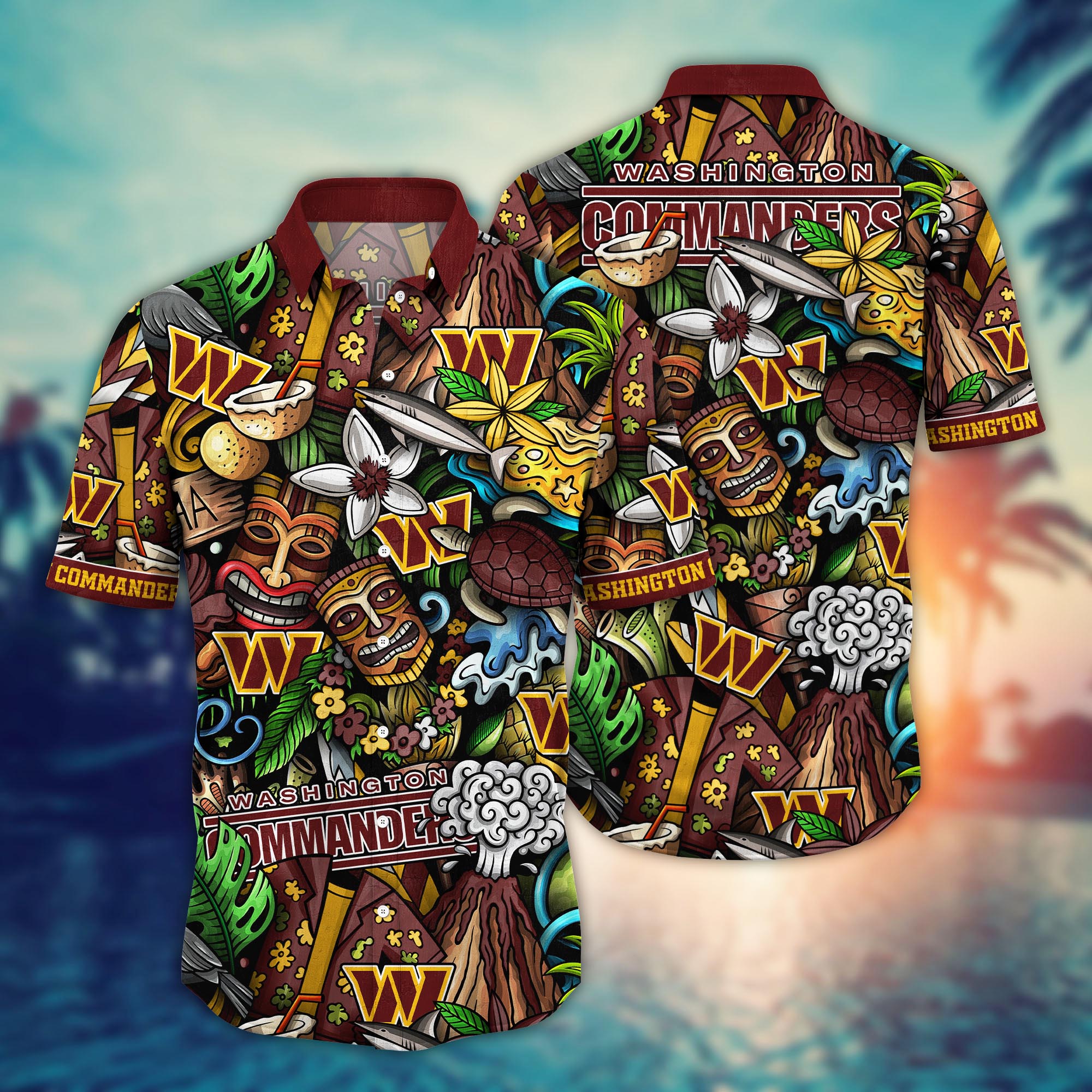 Washington Commanders Tiki Island Hawaiian Shirt