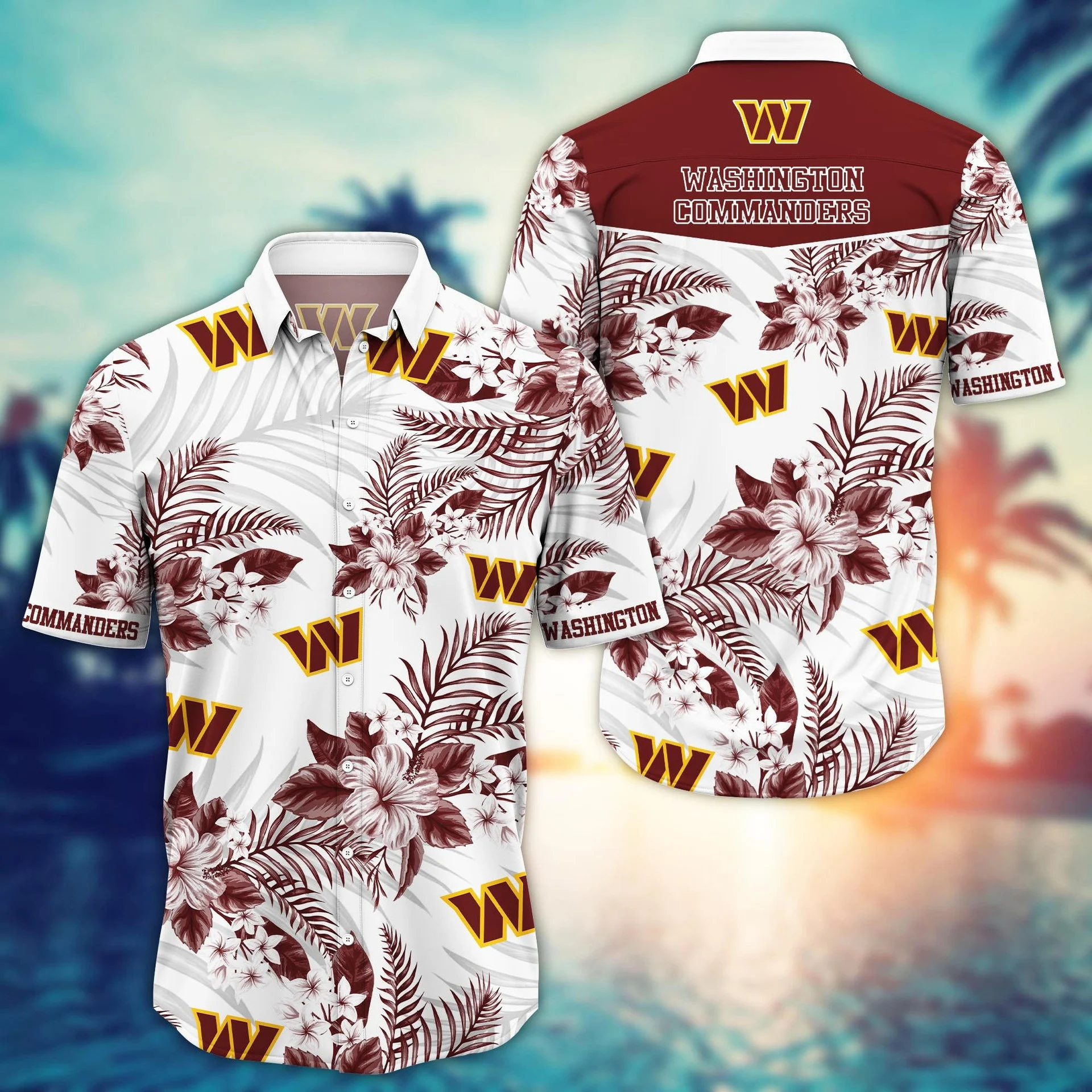 Washington Commanders Tropical Elegance Hawaiian Shirt