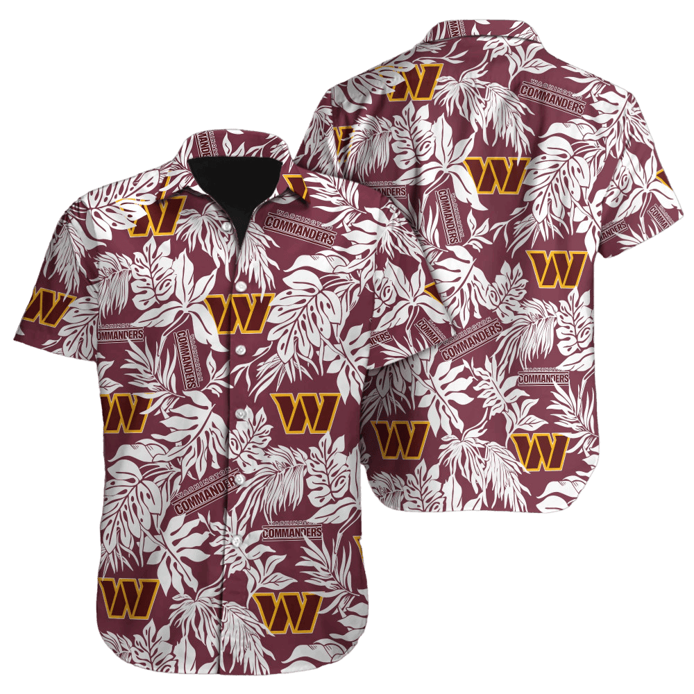 Washington Commanders Tropical Leaves Hawaiian Shirt