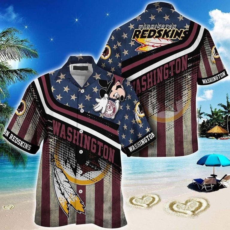 Washington Redskins Mickey Patriotic Star Hawaiian Shirt