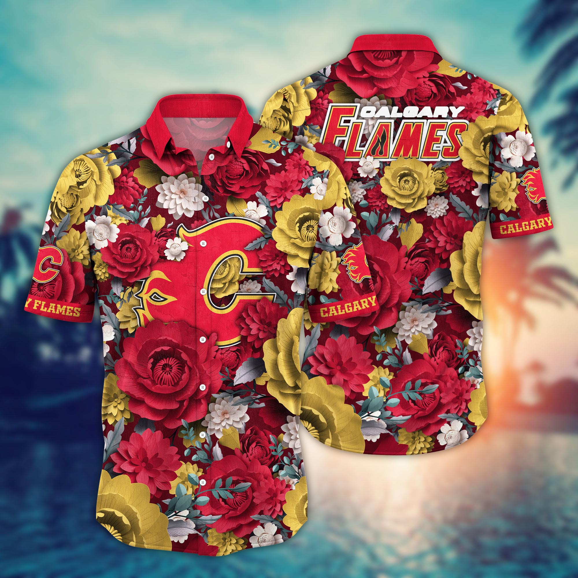 Calgary Flames Blooming Glory Hawaiian Shirt
