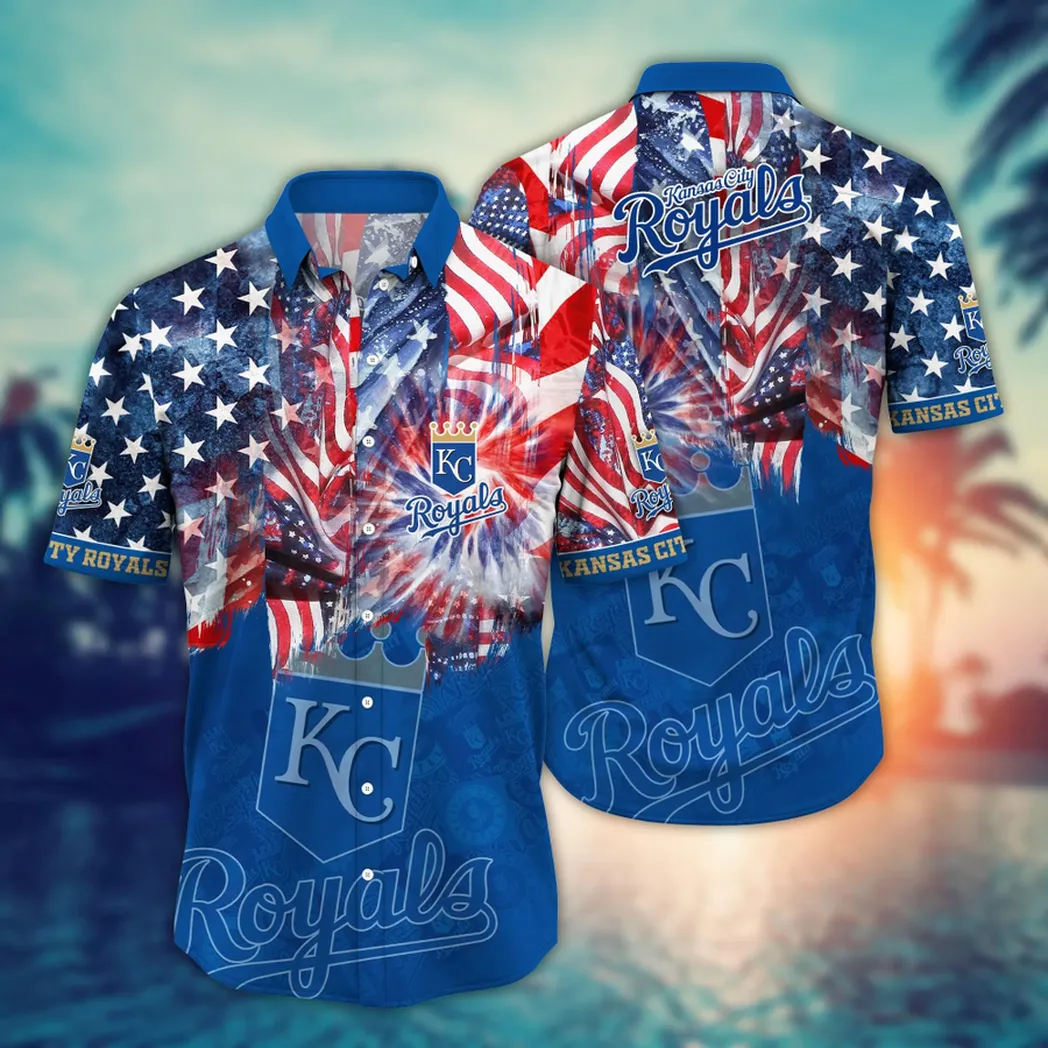 Kansas City Royals Stars & Stripes Fireworks Hawaiian Shirt