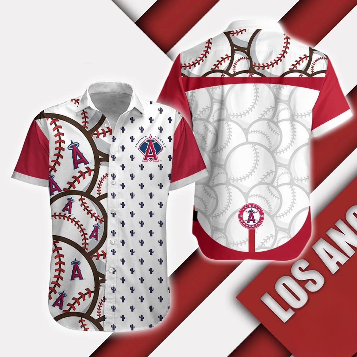 Los Angeles Angels Baseball Stitch Hawaiian Shirt