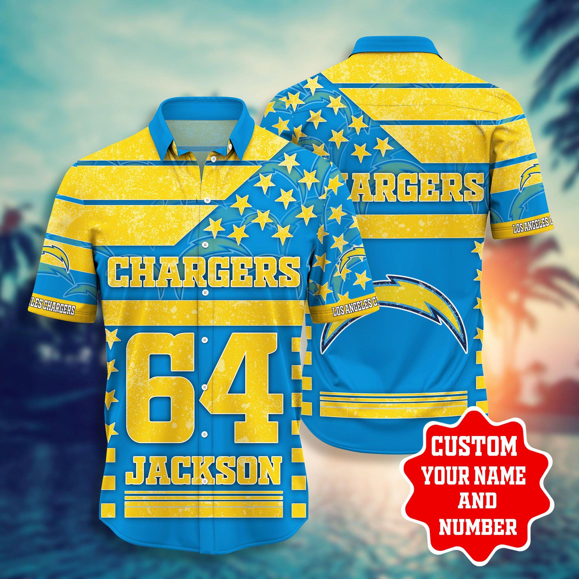 Los Angeles Chargers Star Stripes Custom Hawaiian Shirt