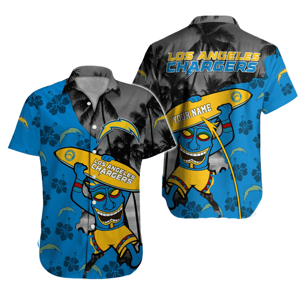Los Angeles Chargers Tiki Surf Hawaiian Shirt