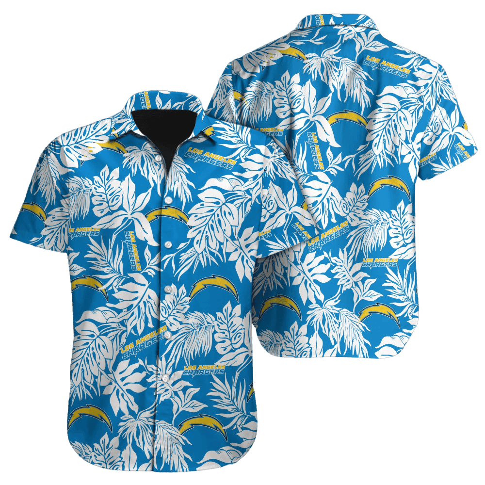Los Angeles Chargers Tropical Leaf Hawaiian Shirt