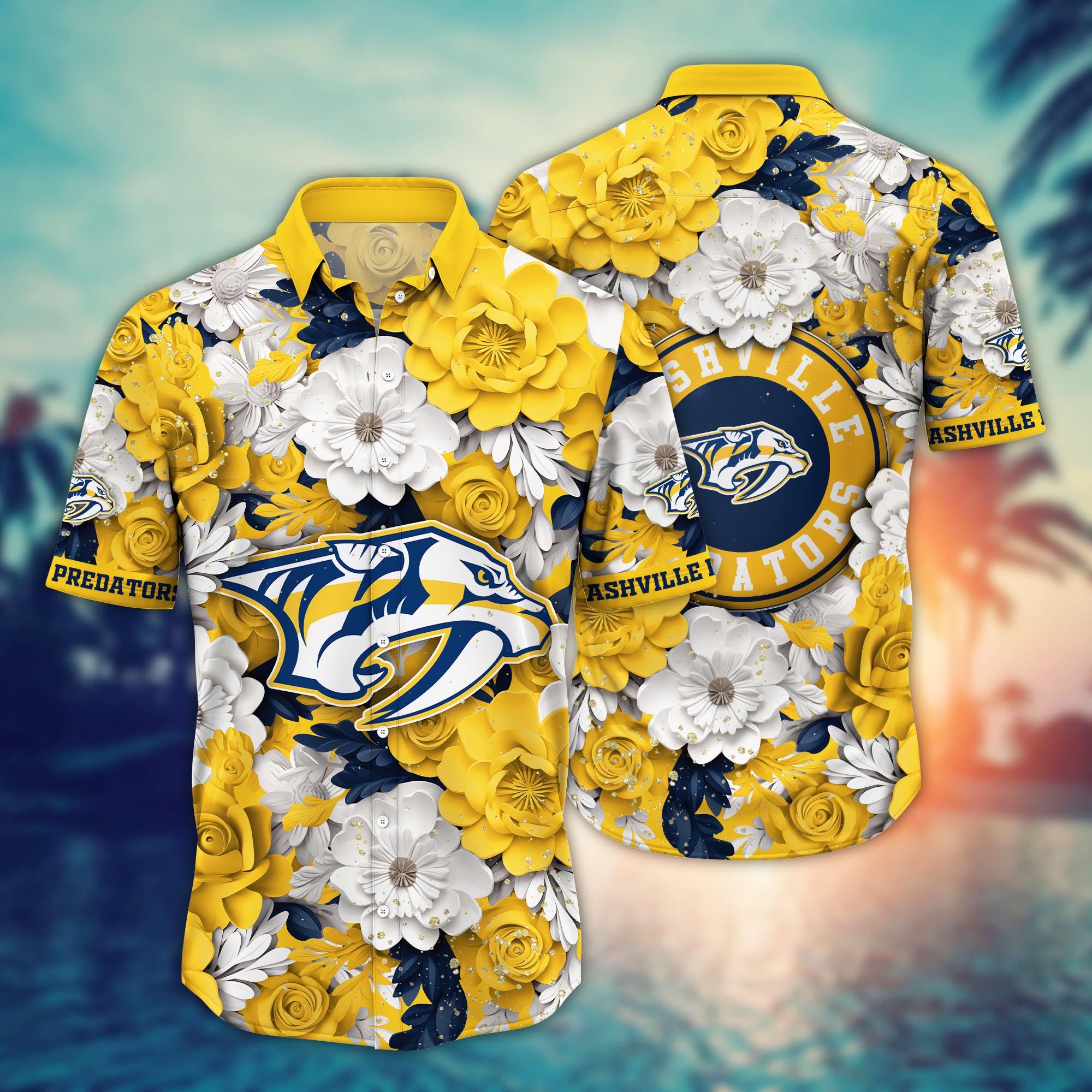 Nashville Predators Floral Paradise Hawaiian Shirt