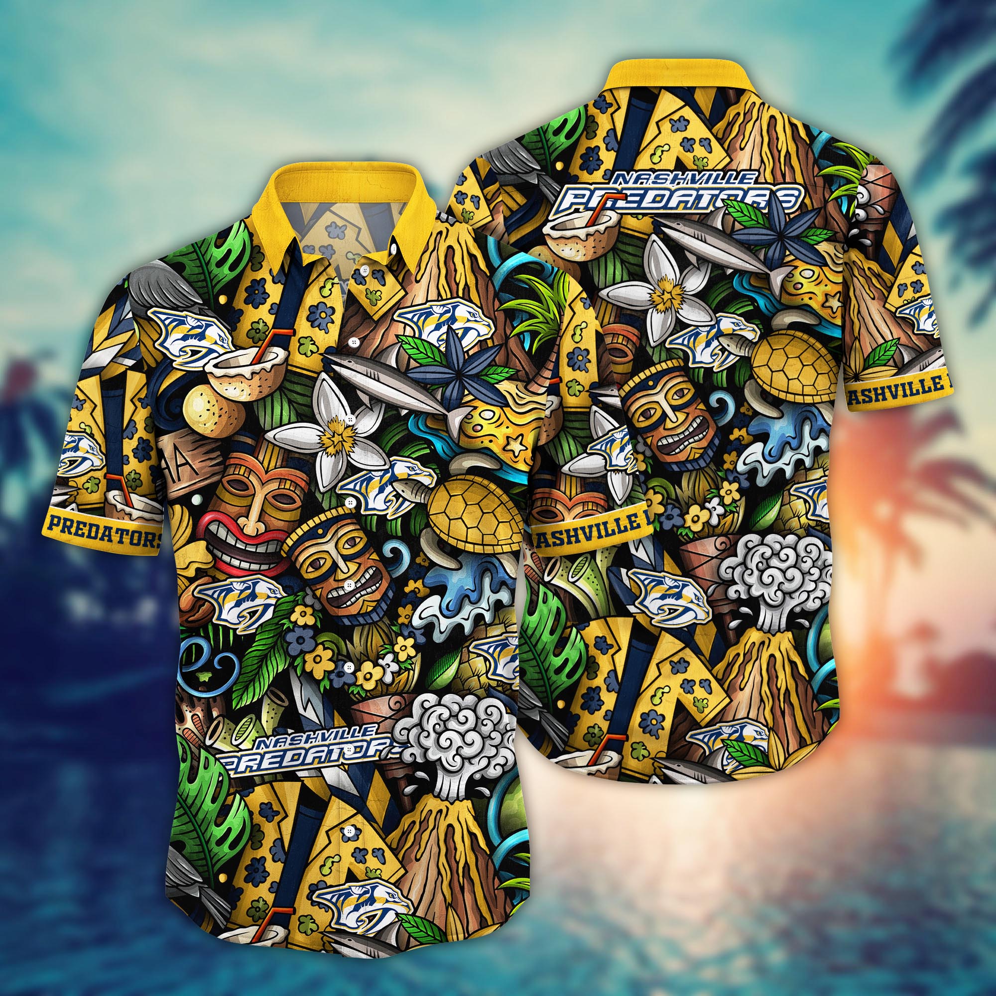 Nashville Predators Tiki Island Hawaiian Shirt