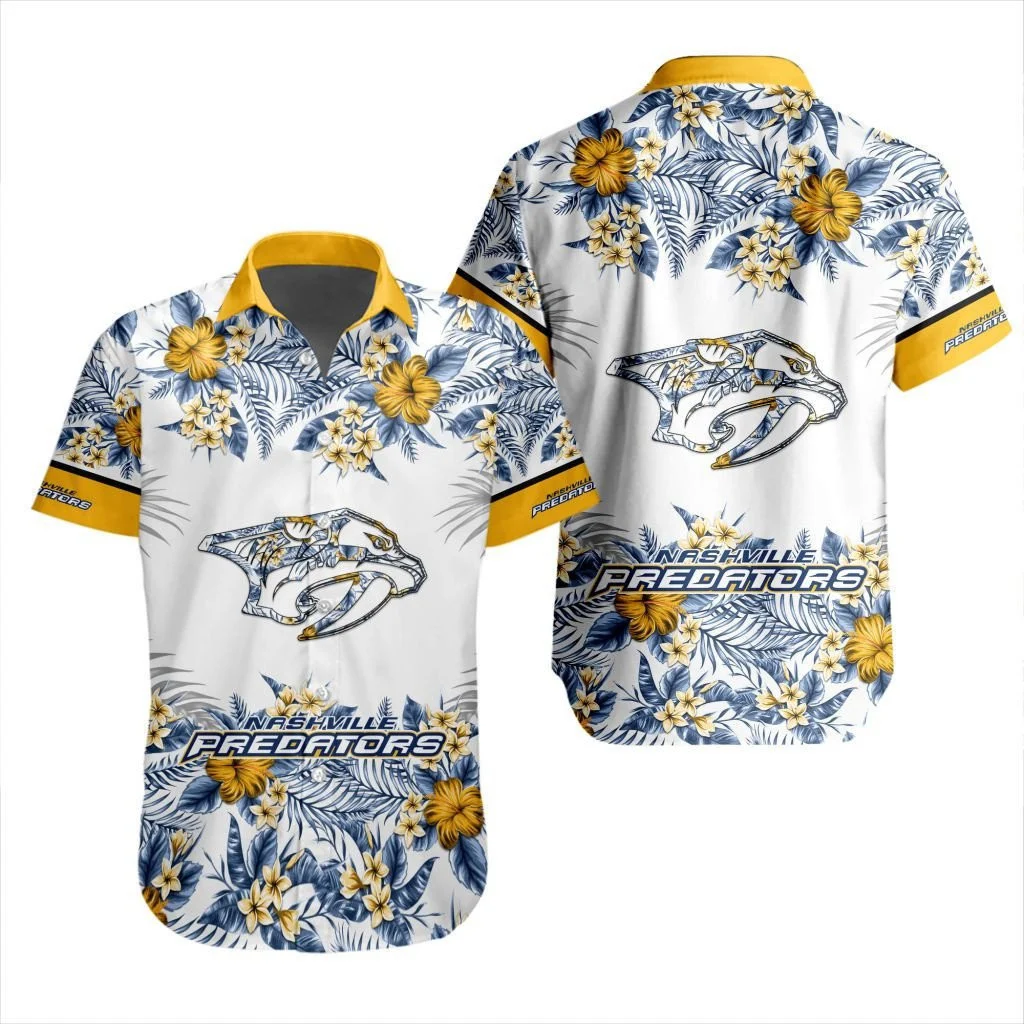 Nashville Predators Tropical Floral Hawaiian Shirt