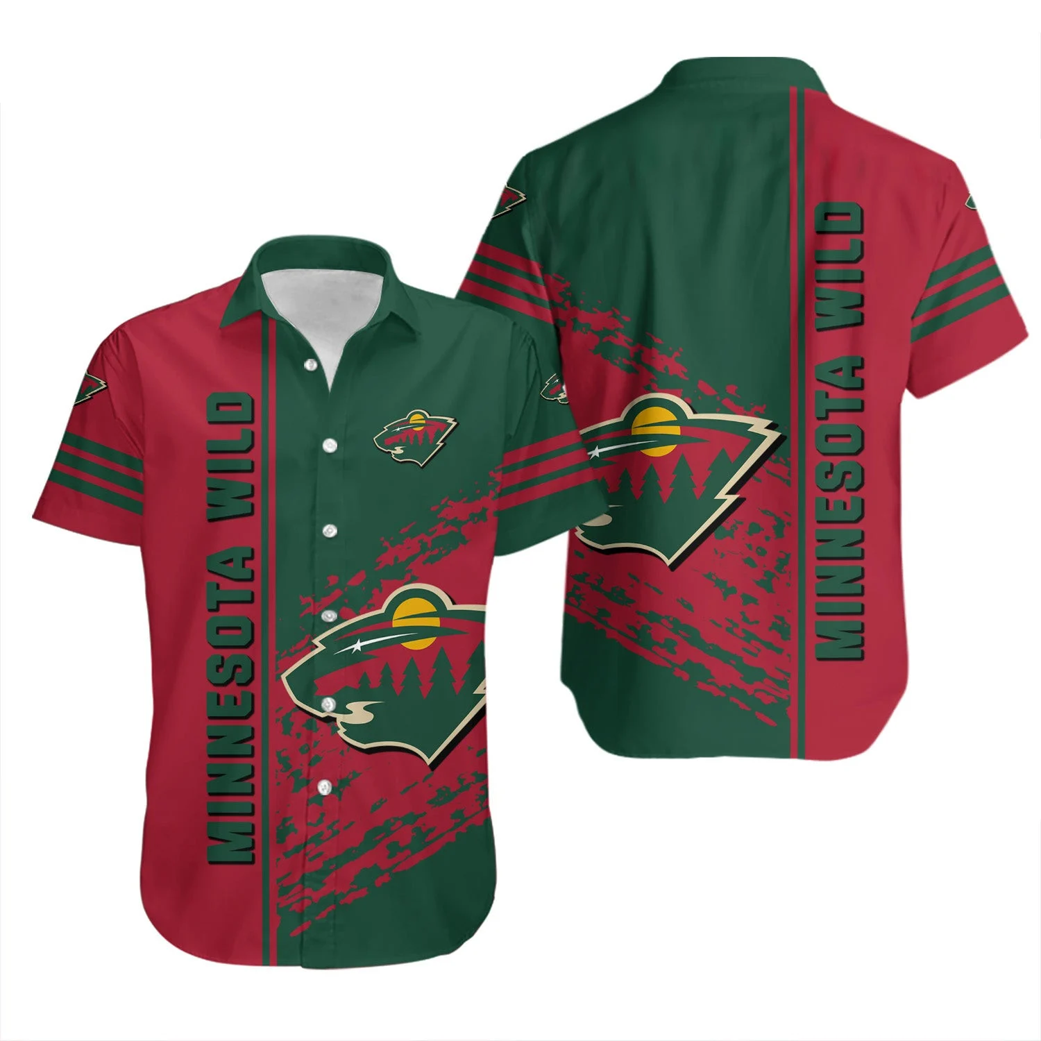 Bold Stripes Minnesota Wild Hawaiian Shirt – TeeAloha