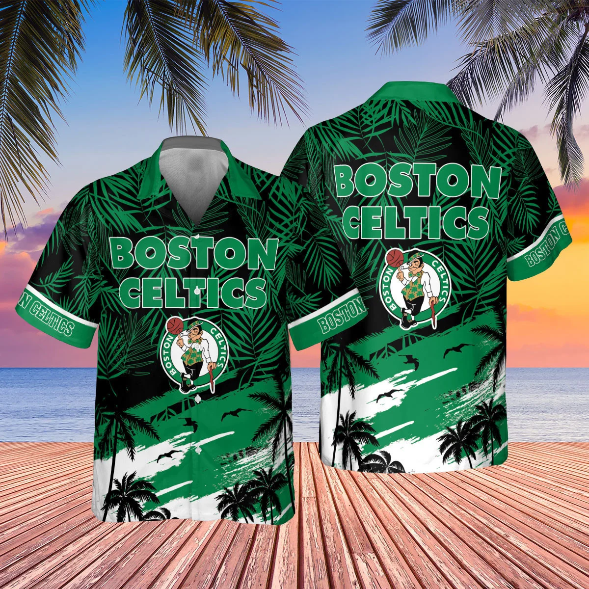 Boston Celtics Coastal Palms Hawaiian Shirt – TeeAloha