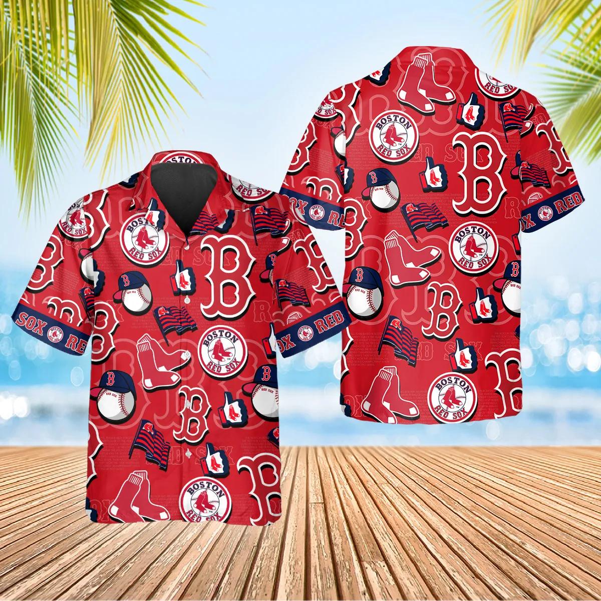 Boston Red Sox Classic Logo Collage Hawaiian Shirt – TeeAloha