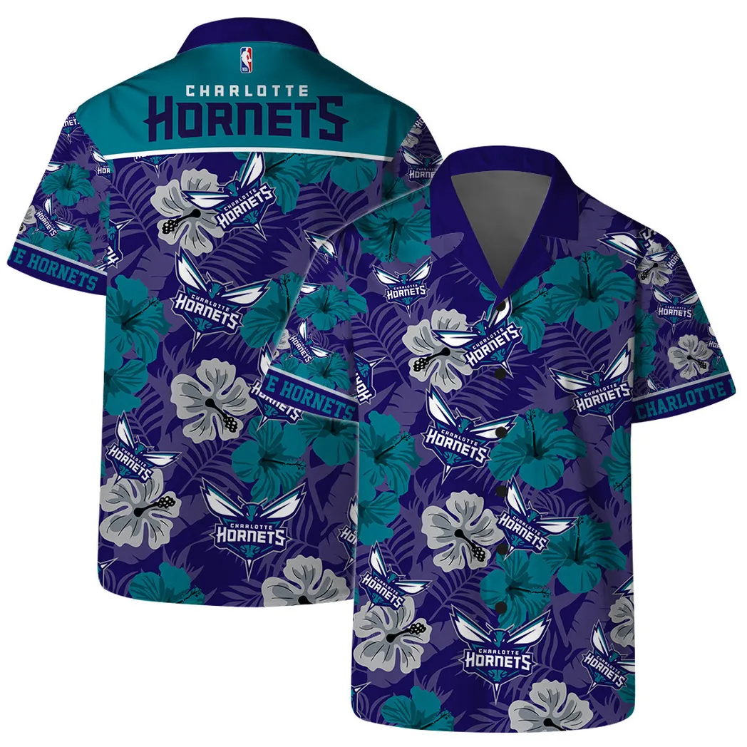 Charlotte Hornets Floral Fantasy Hawaiian Shirt – TeeAloha