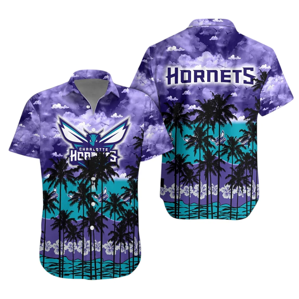 Charlotte Hornets Sunset Palms Hawaiian Shirt – TeeAloha