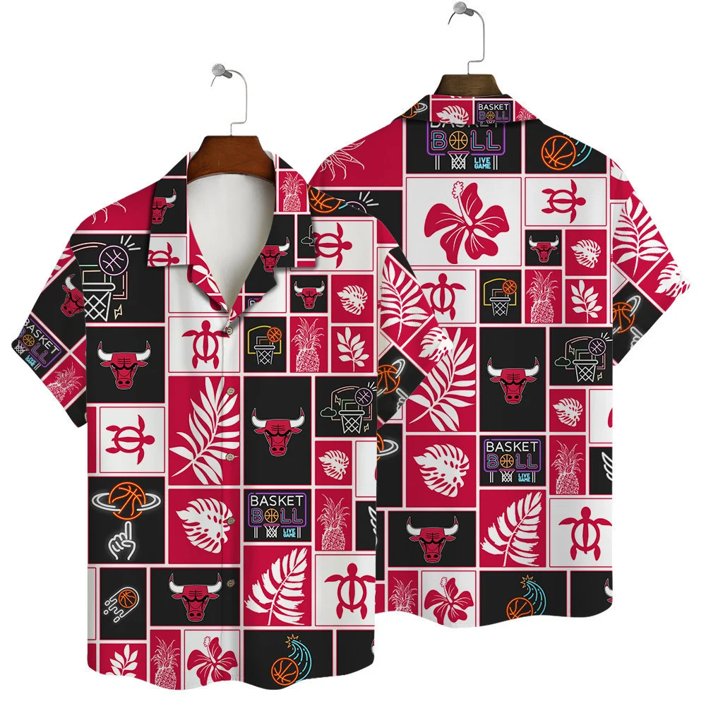 Chicago Bulls Tropical Block Hawaiian Shirt – TeeAloha
