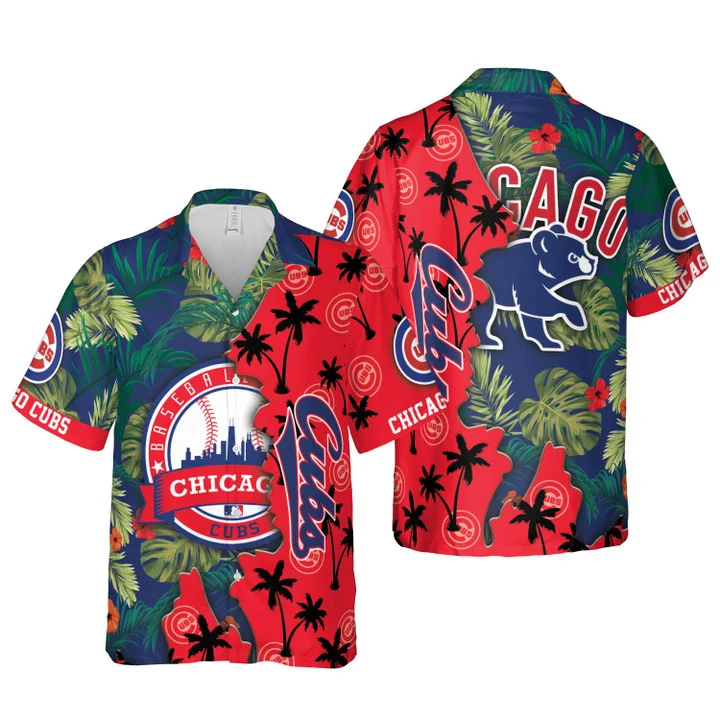 Chicago Cubs Tropical Palms Split Hawaiian Shirt – TeeAloha