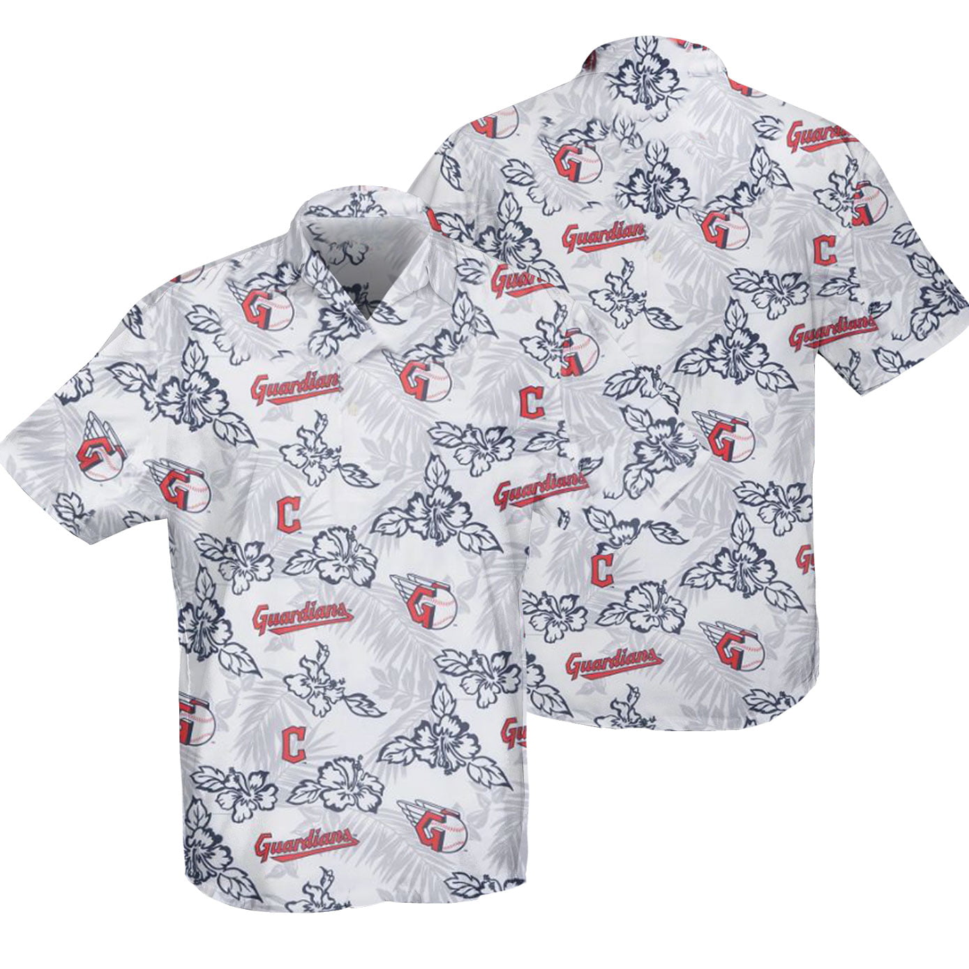 Cleveland Guardians White Hibiscus Hawaiian Shirt – TeeAloha