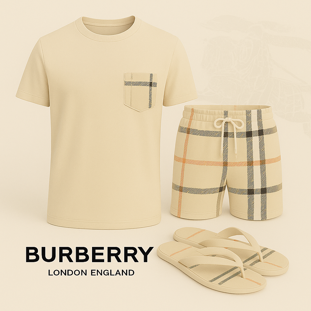 COMBO LUXURY T-SHIRT + SHORT + Flip Flop-2025 LX-TSSD2025041