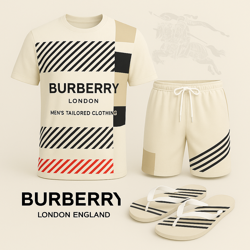 COMBO LUXURY T-SHIRT + SHORT + Flip Flop-2025 LX-TSSD2025077