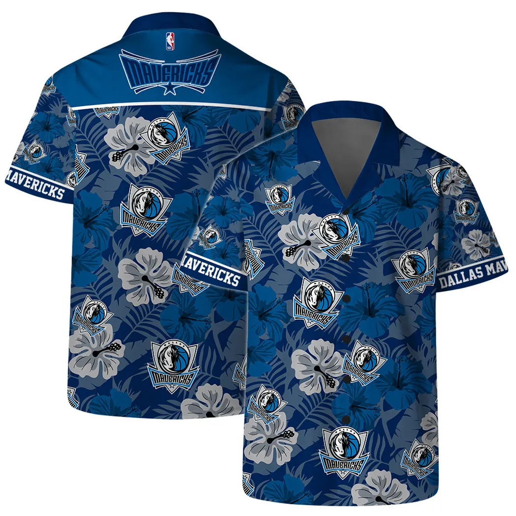 Dallas Mavericks Blue Floral Hibiscus Hawaiian Shirt – TeeAloha