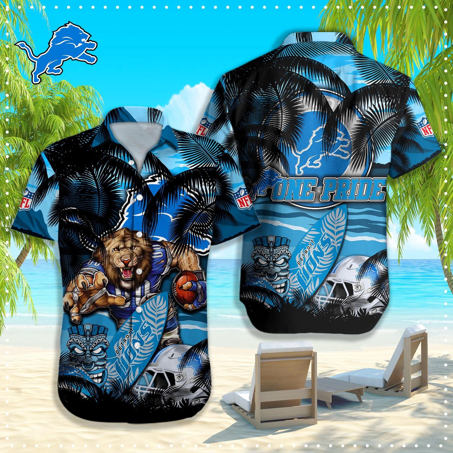 Detroit Lions One Pride Tiki Hawaiian Shirt – TeeAloha