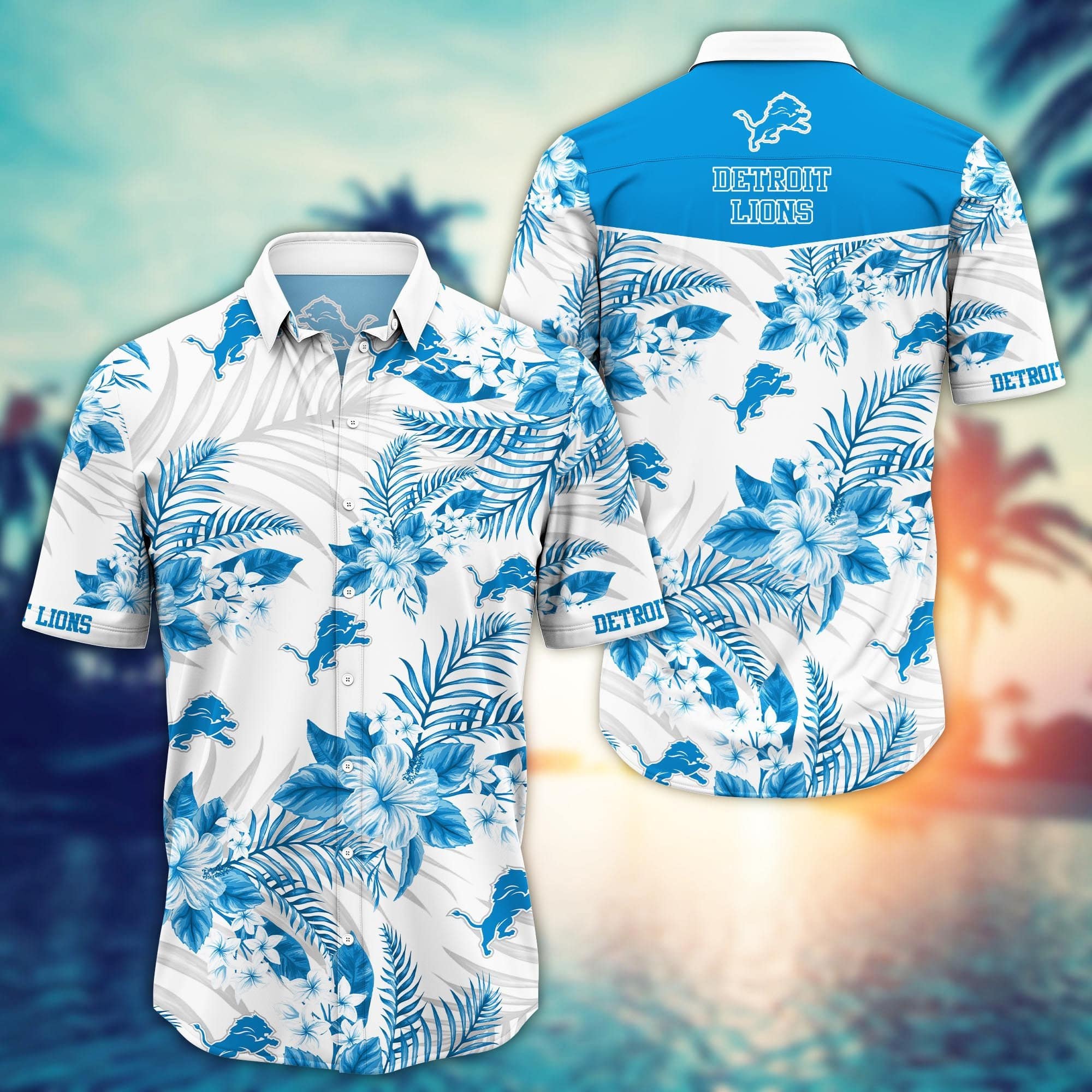 Detroit Lions White Tropics Hawaiian Shirt – TeeAloha