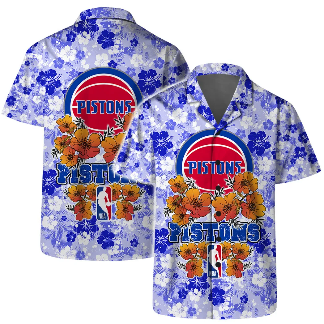 Detroit Pistons Floral Breeze Hawaiian Shirt – TeeAloha