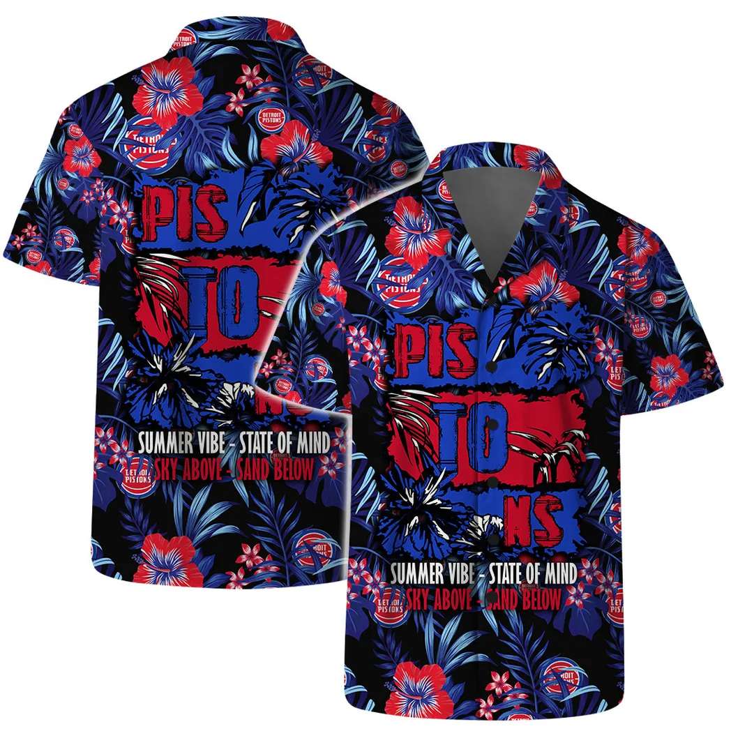 Detroit Pistons Tropical Blaze Hawaiian Shirt – TeeAloha