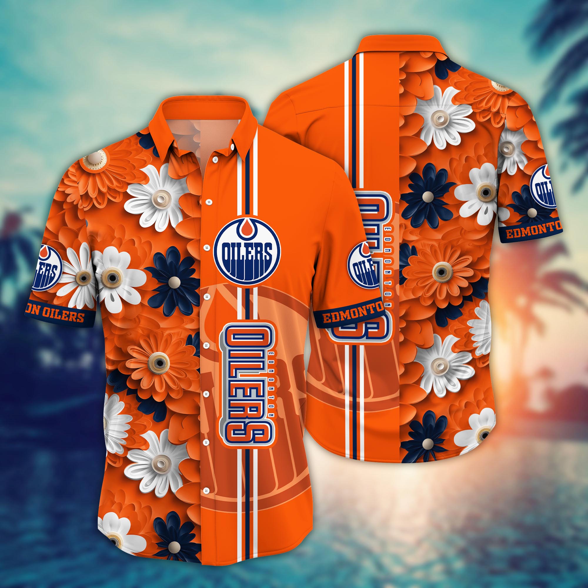 Edmonton Oilers Retro Floral Groove Hawaiian Shirt – TeeAloha