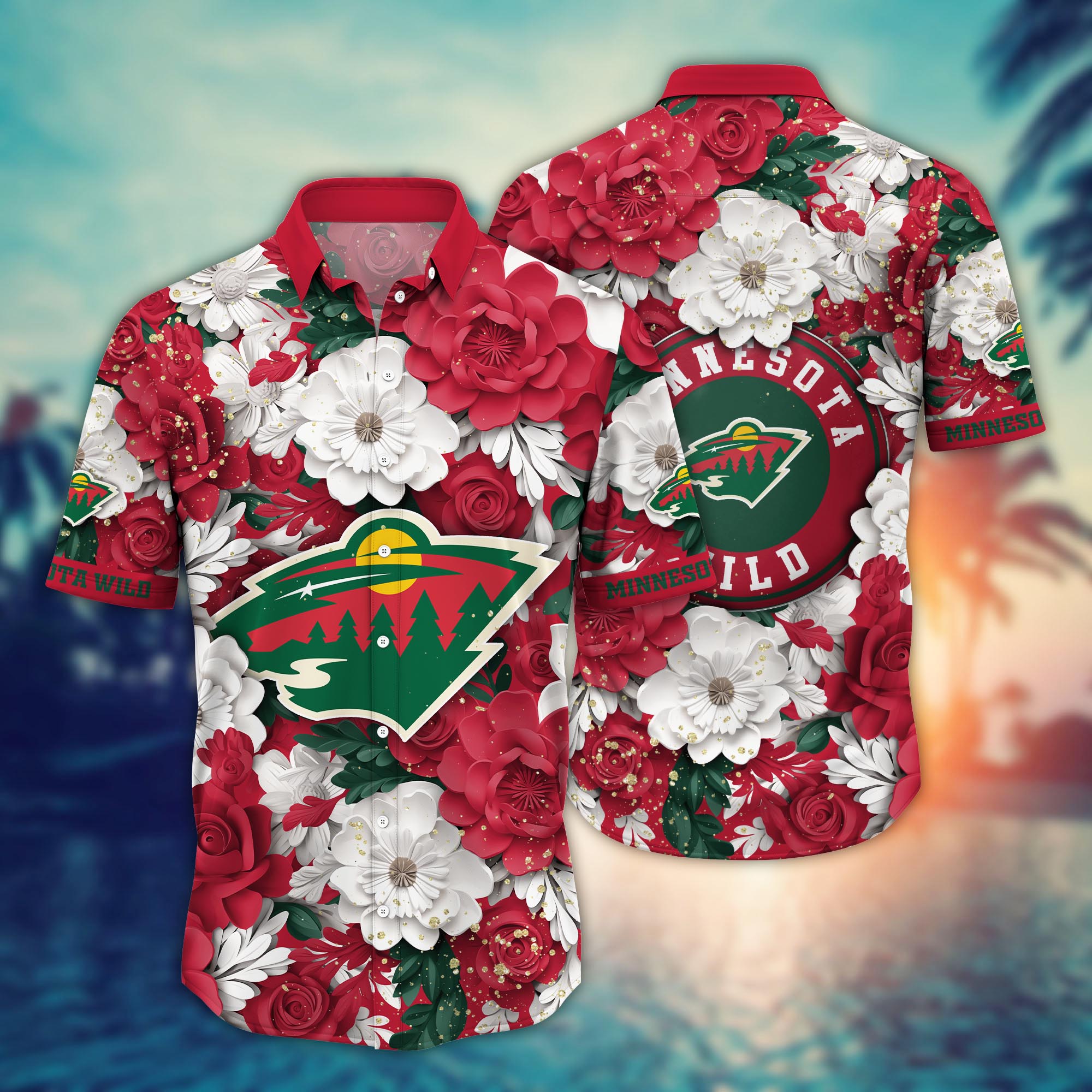 Floral Paradise Minnesota Wild Hawaiian Shirt – TeeAloha