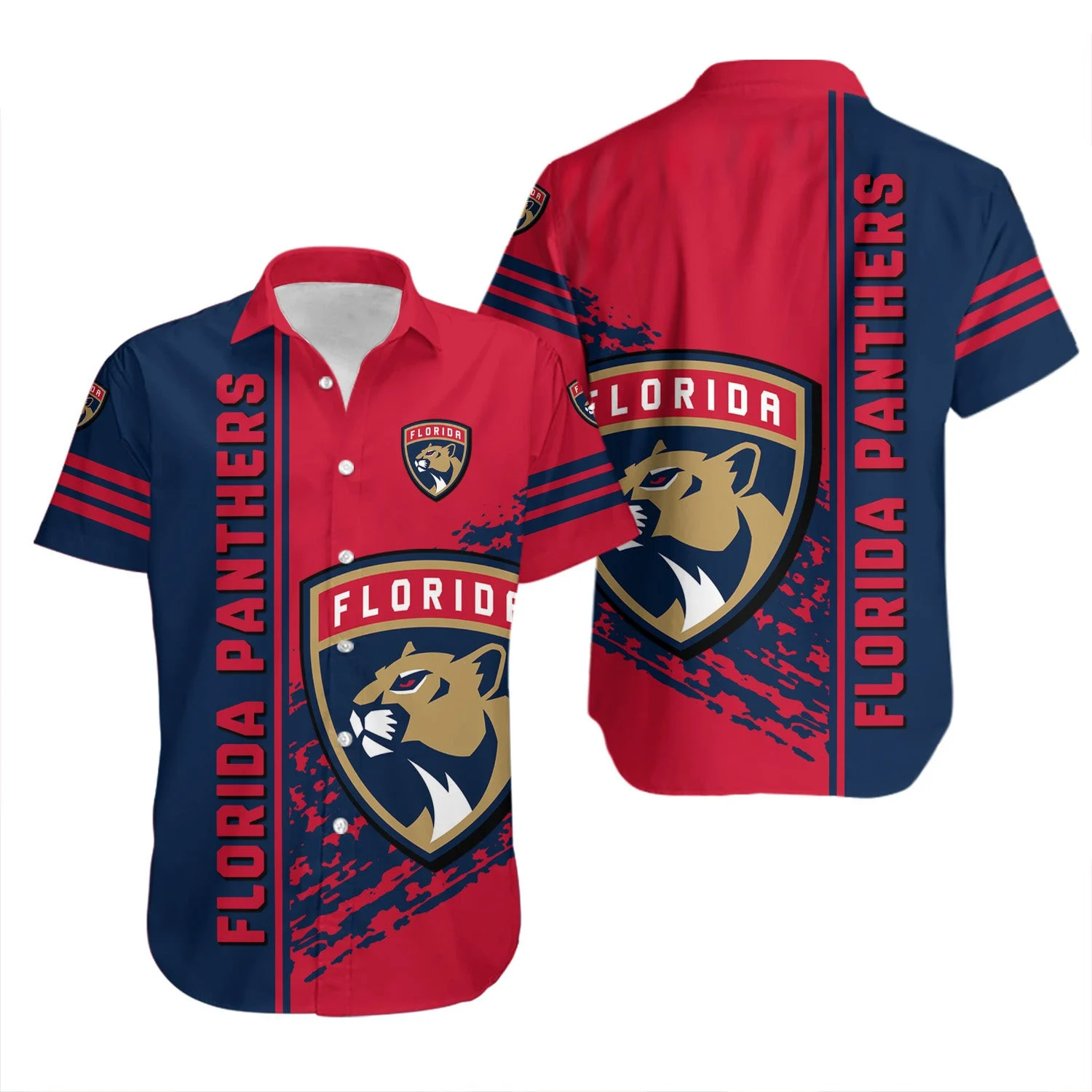 Florida Panthers Stripes and Shield Hawaiian Shirt – TeeAloha