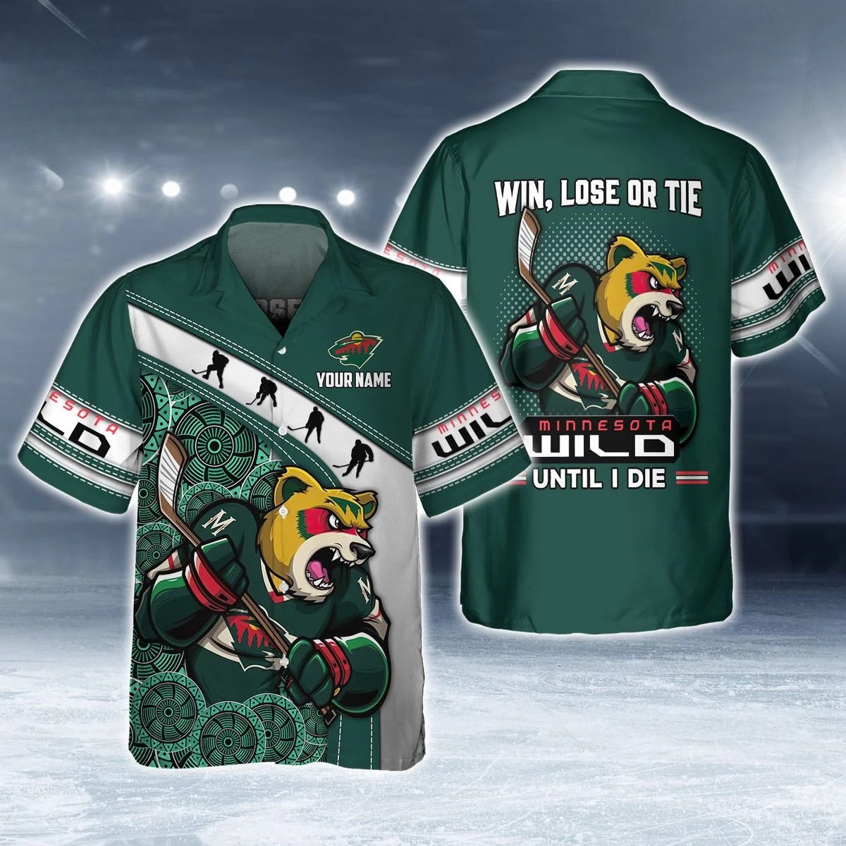 Hockey Bear Battle Minnesota Wild Hawaiian Shirt – TeeAloha