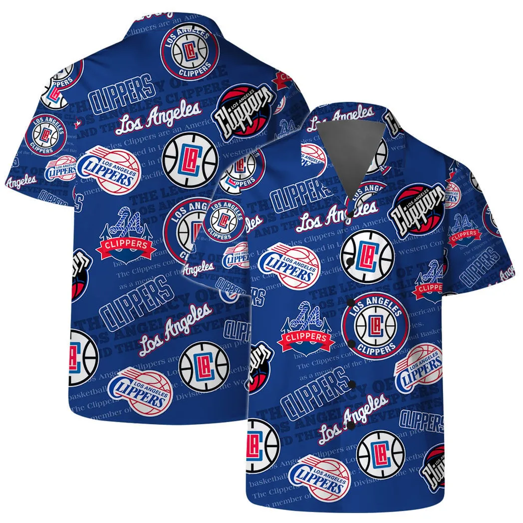 LA Clippers All-Over Logos Hawaiian Shirt – TeeAloha