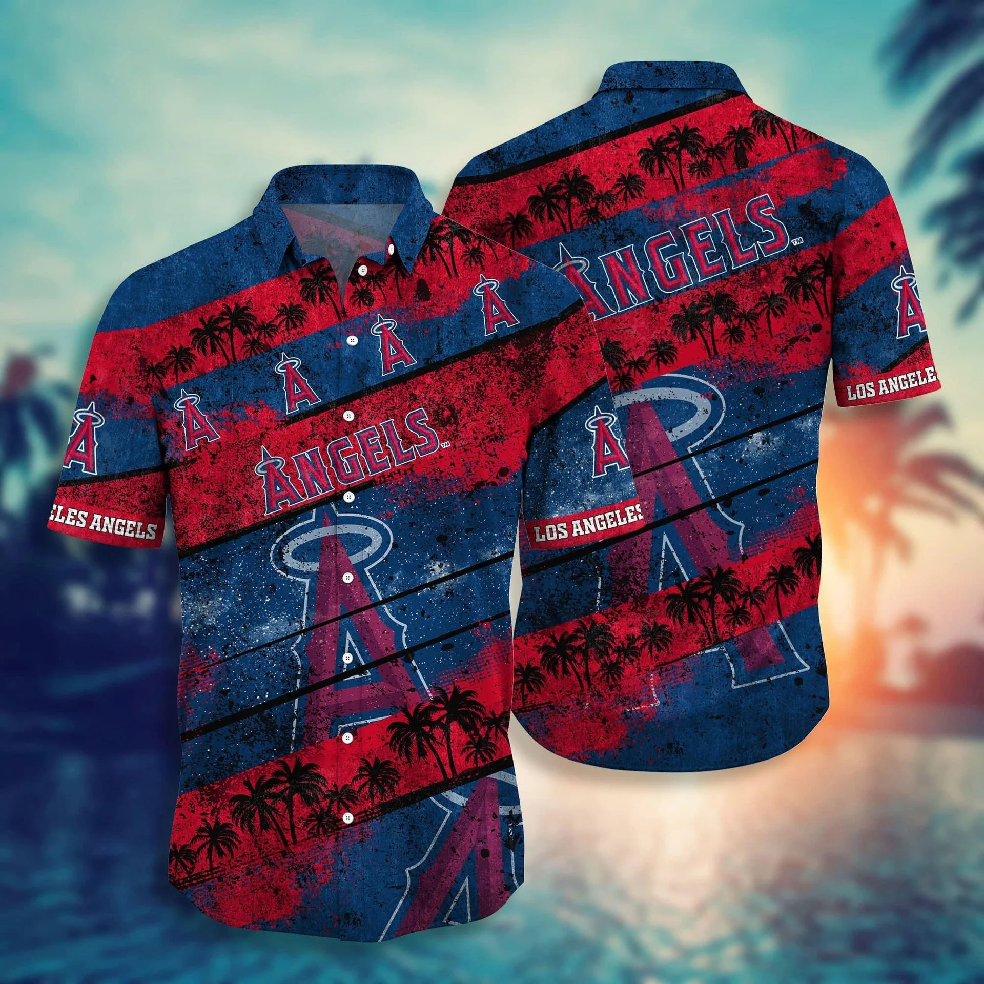 Los Angeles Angels Sunset Stripes Hawaiian Shirt – TeeAloha
