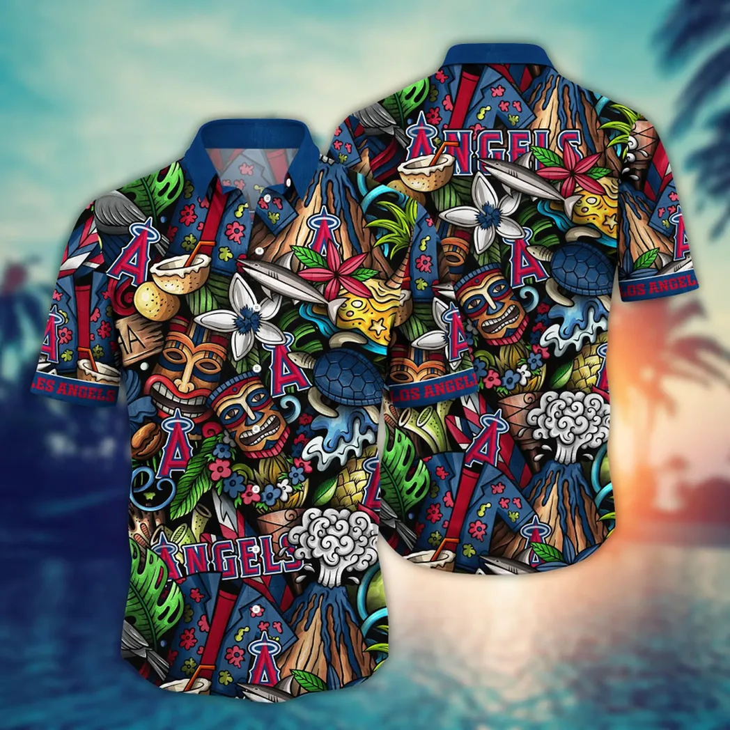 Los Angeles Angels Tiki Volcano Hawaiian Shirt – TeeAloha