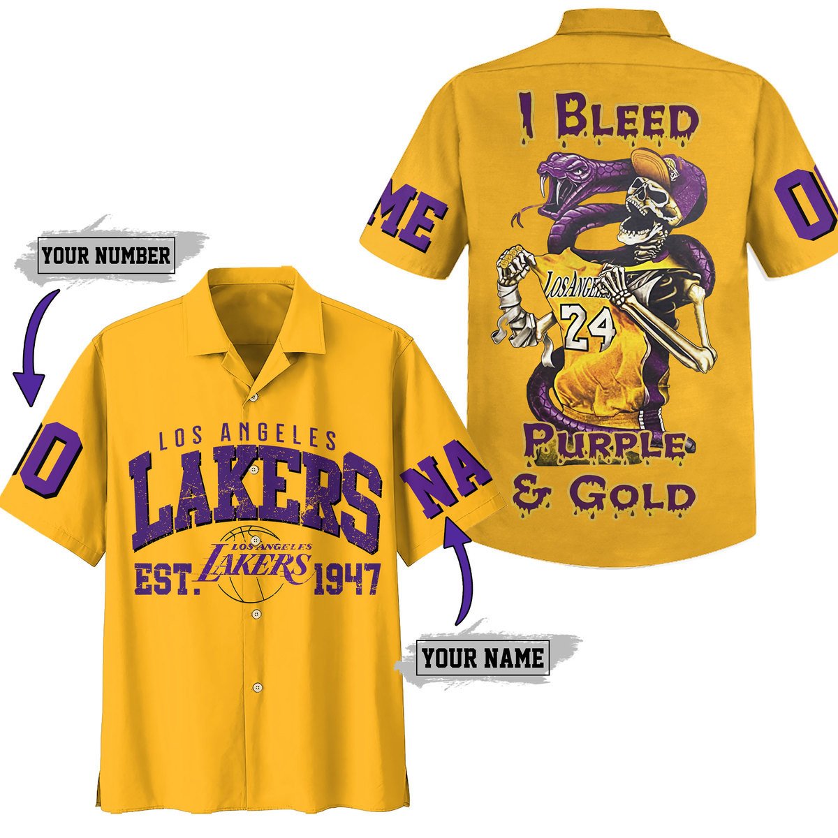 Los Angeles Lakers Bleed Purple & Gold Hawaiian Shirt – TeeAloha