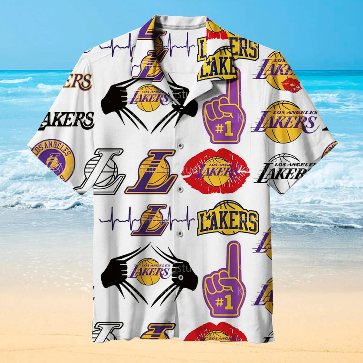 Los Angeles Lakers Bold Logos Hawaiian Shirt – TeeAloha